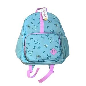 Cat & Jack Teal Butterfly Dragonfly Kids Backpack Pink Trim School Bag NWT